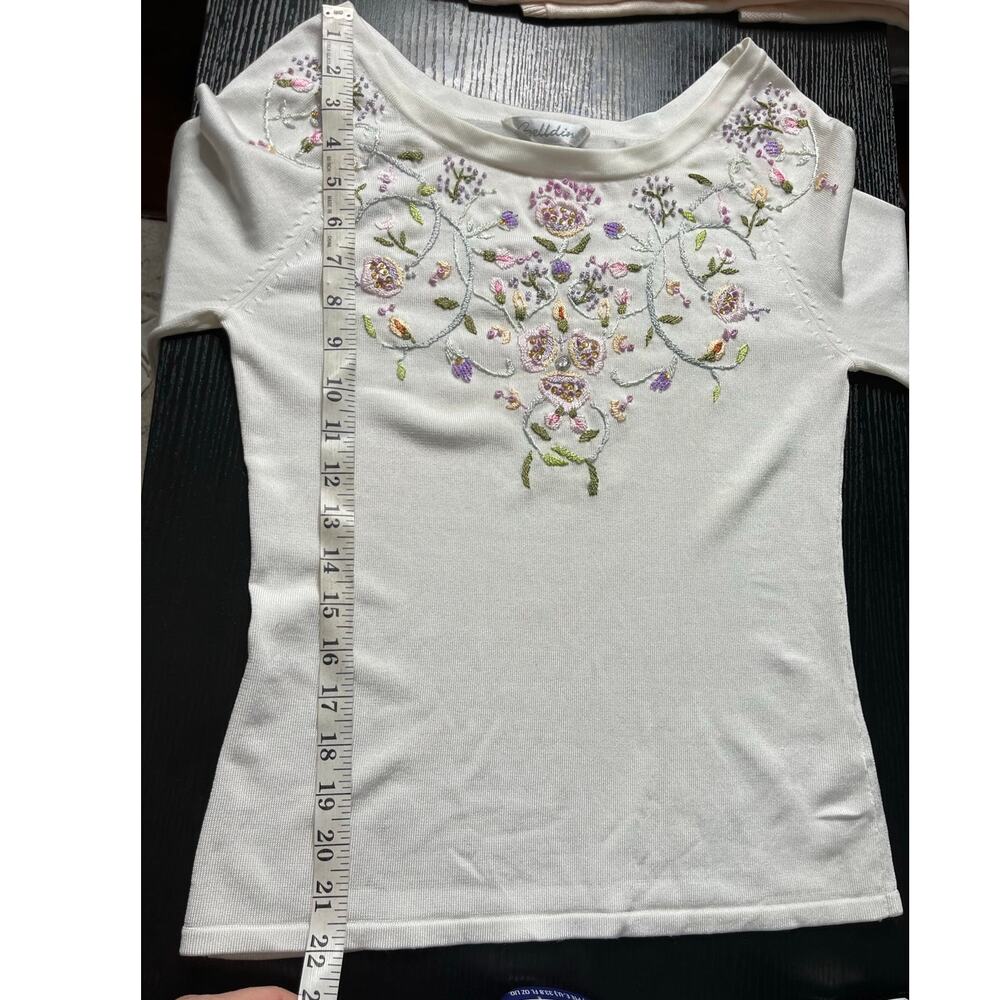 Vintage Y2K Belldini Grandma Chic Floral Emroidered & French Knot Woven Blouse - Picture 5 of 9